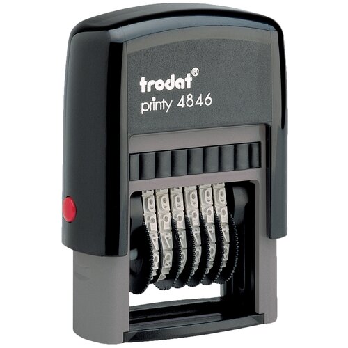 датеры и нумераторы trodat нумератор 6 разрядный оттиск 25х4 мм синий trodat 4846 корпус черный Нумератор Trodat 4846 6-разрядный, 1 шт.