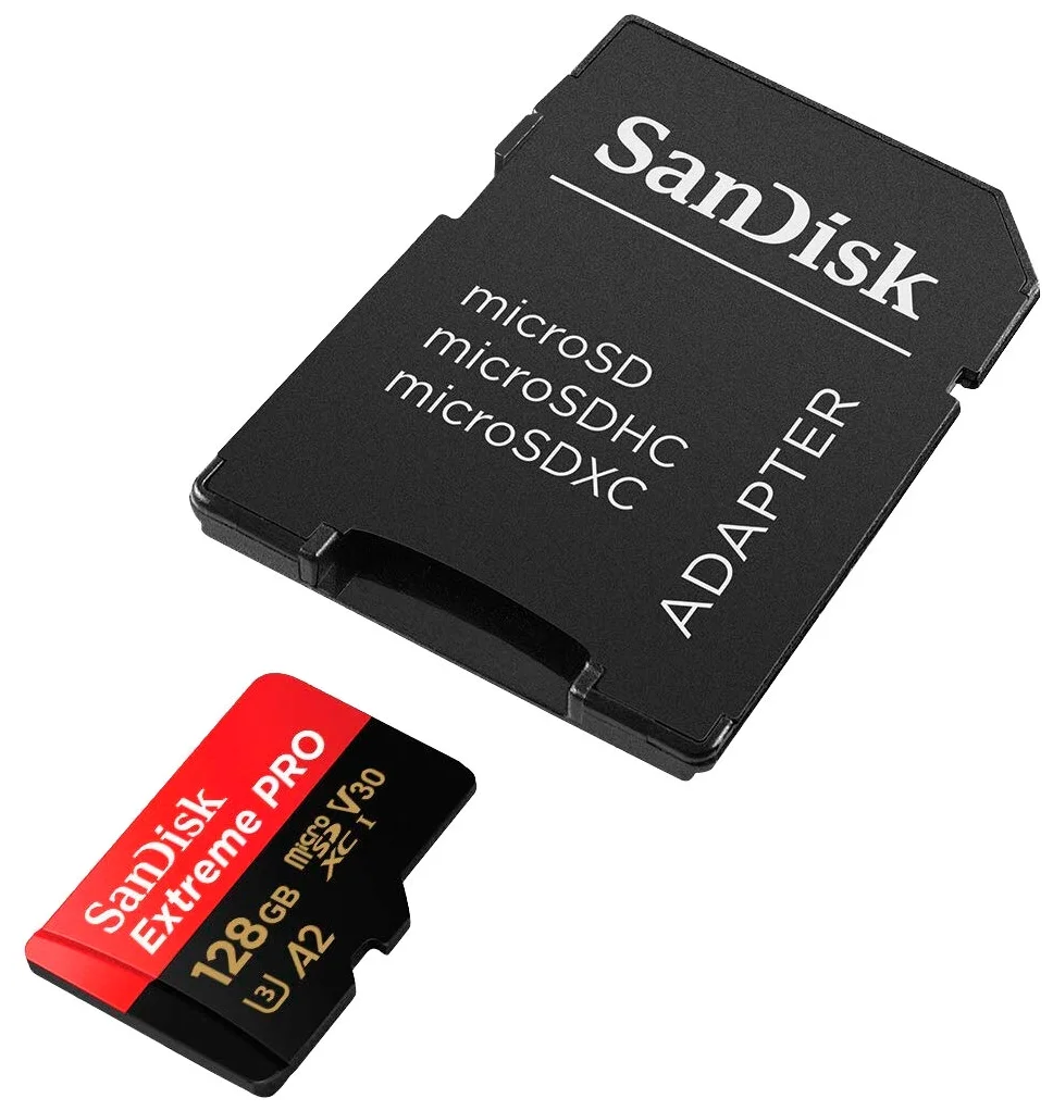   SanDisk Extreme Pro microSDXC 128GB UHS-I A2 V30 U3 R200/W90MB/s (SDSQXCD-128G-GN6MA)