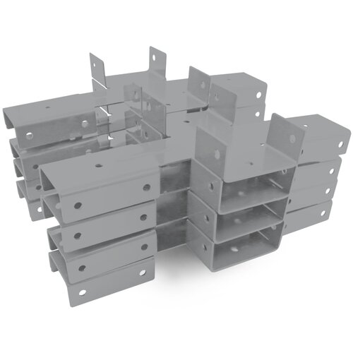 Кронштейн соединительный для забора/ Х-кронштейн / 60x40 - 1.5 мм, серый. Комплект 8 шт.