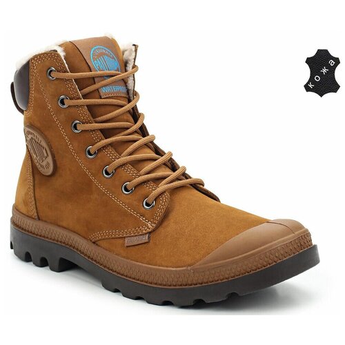 фото Ботинки palladium, зимние, натуральный нубук, водонепроницаемые, размер 36.0, коричневый