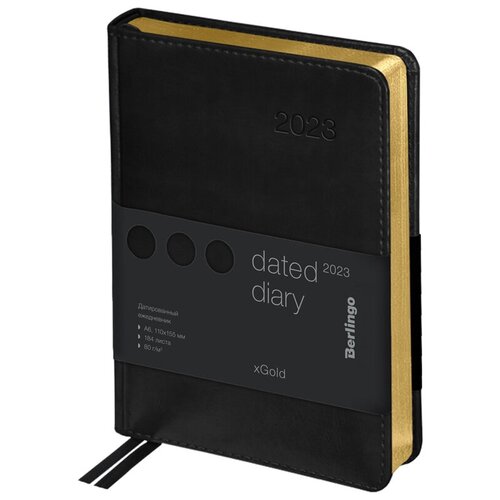 Ежедневник датированный 2023г., А6, 184л., кожзам, Berlingo 