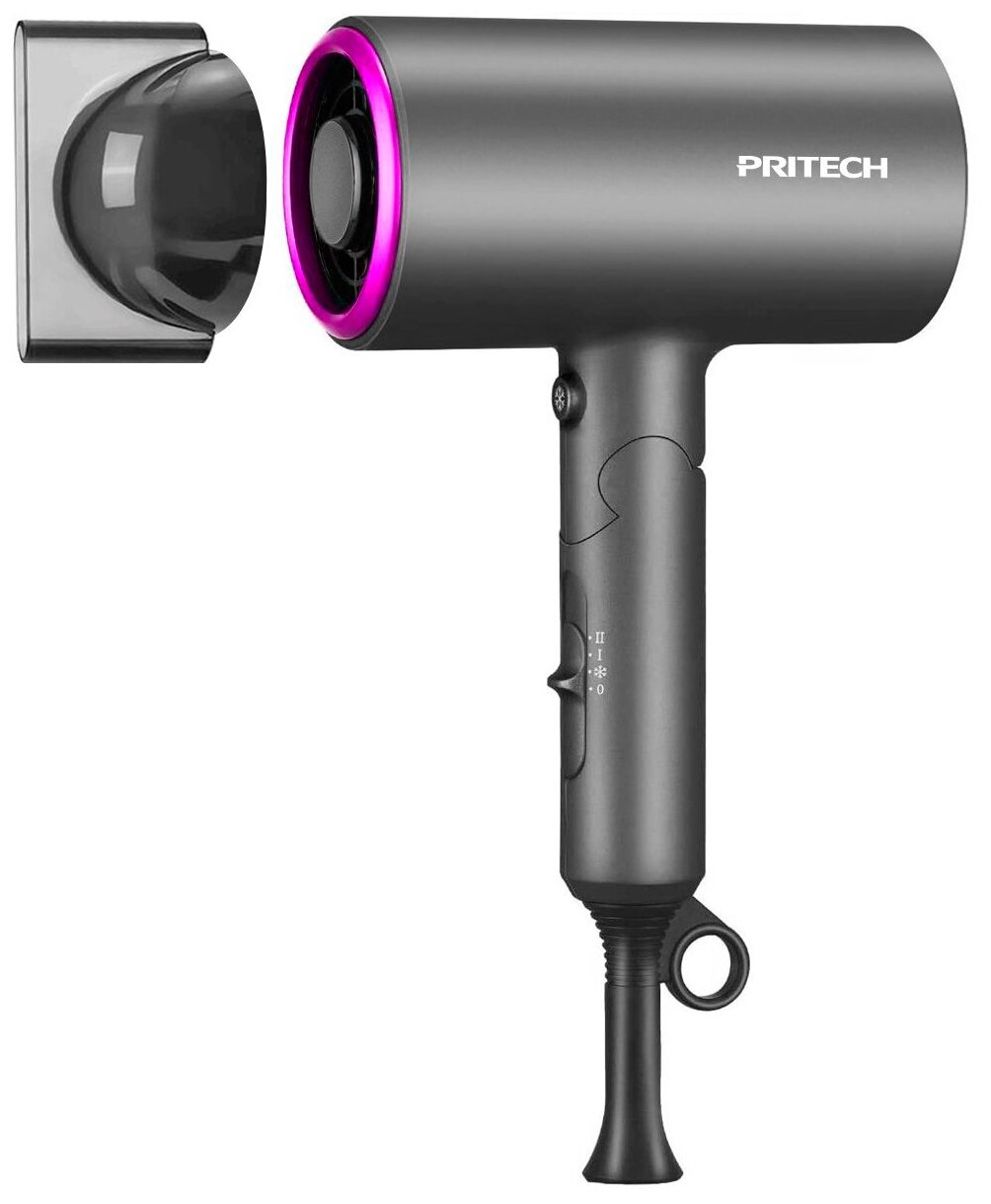 Фен PRITECH Compact Dryer, серый/фуксия