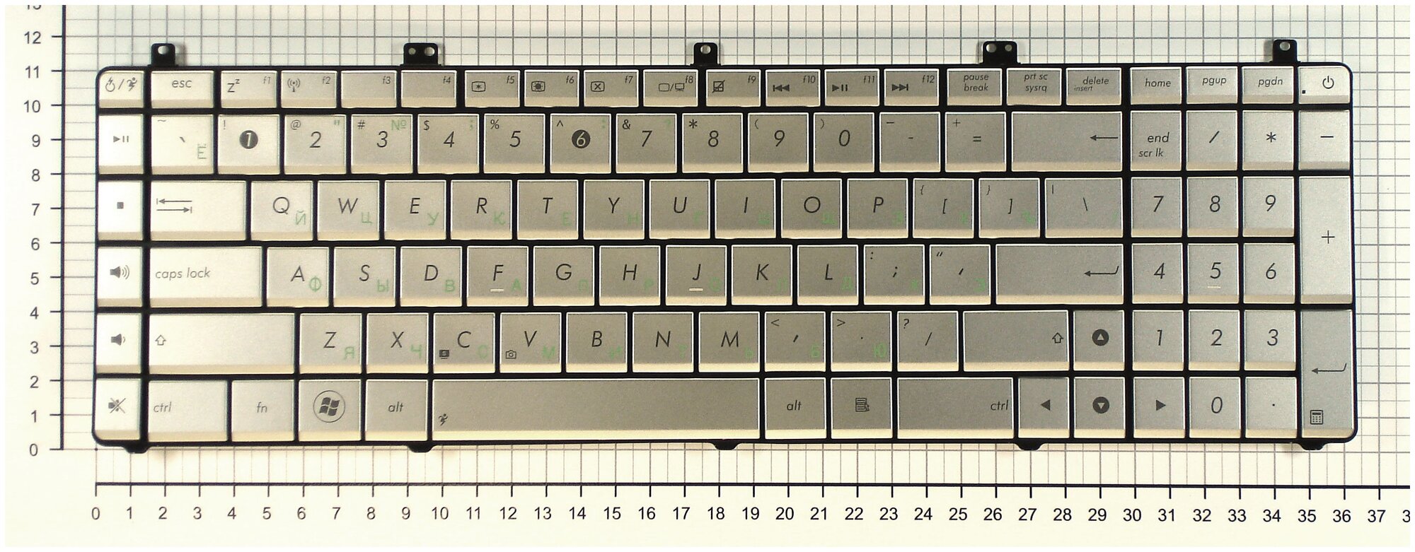 Клавиатура для ноутбука Asus N55SL русская серебристая