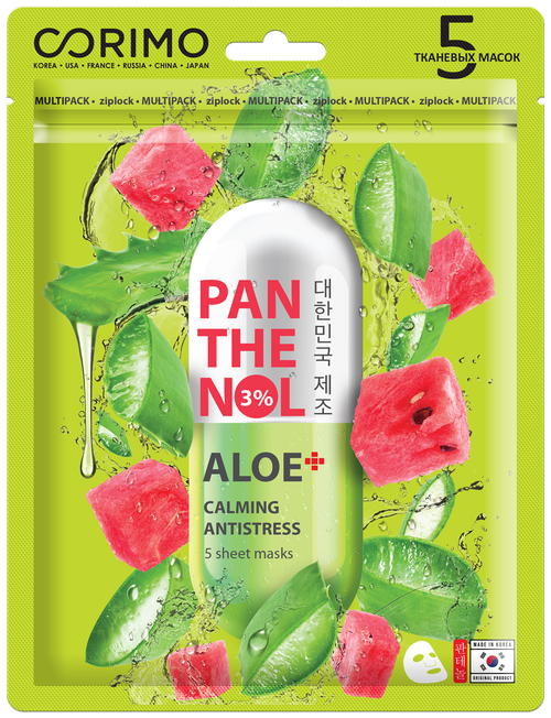 Corimo Маска тканевая Aloe-Panthenol, 70 г, 50 мл