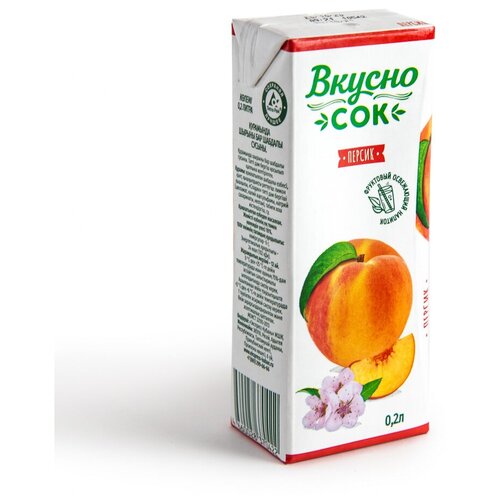 Персиковый сокосодержащий напиток ГОСТ "ВкусноСок" 0,2л, 27 шт (упаковка)