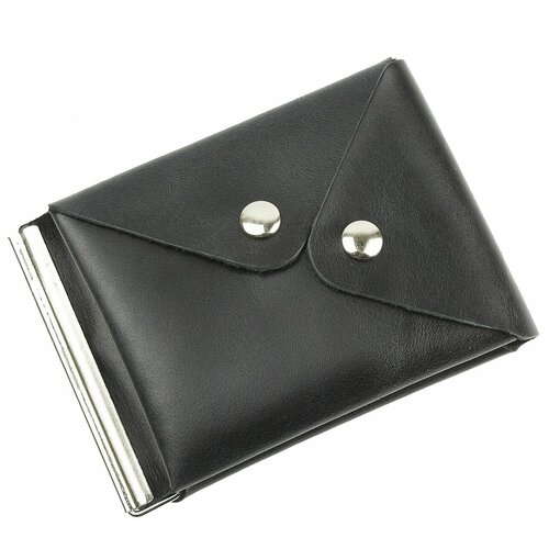 фото Зажим для купюр кроко из натуральной кожи, бумагодержатель, компактный кошелек, зажим для денег черный зк306-254