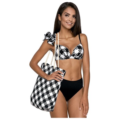 фото Пляжная женская сумка с шахматным рисунком в клетку lorin torba 5, размер uni, цвет белый