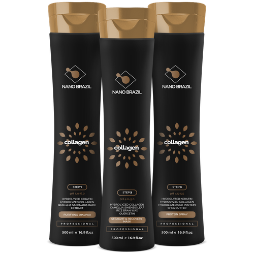 Набор для выпрямления и коллагенирования волос COLLAGEN, 3х500 мл honma tokyo шампунь подготавливающий coffee premium collagen dilator shampoo 1 шаг