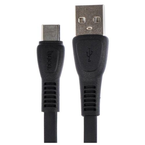 Кабель Hoco X40, USB - Type-C, 3 А, 1 м, плоский, черный кабель hoco x40 usb type c 3 а 1 м плоский черный