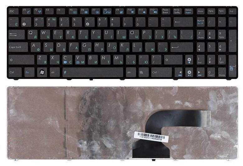 Клавиатура для ноутбука Asus X53 русская черная с рамкой с маленькой кнопкой Enter