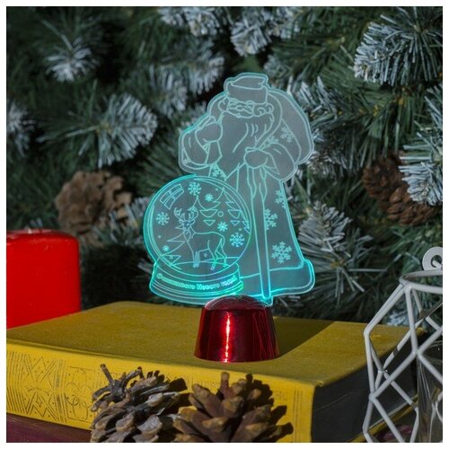 фото Подставка световая "дед мороз, олень в шаре", 14.5х9 см, 1 led, rgb микс mikimarket