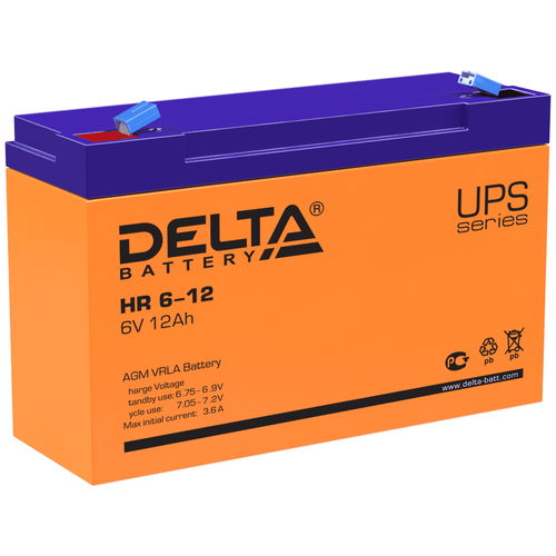 Аккумуляторная батарея DELTA Battery HR 6-12 6В 12 А·ч аккумуляторная батарея alfa battery fb 4 5 6 6в 4 5 а·ч