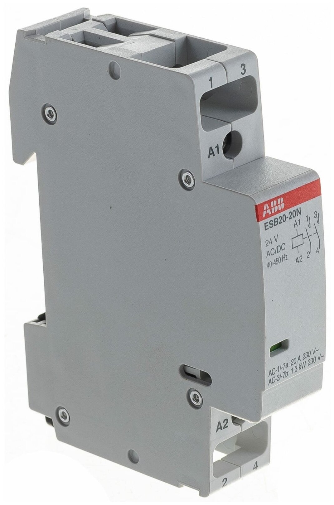 Контактор ABB ESB20-20N-01 модульный, 20А, АС-1, 2НО, катушка 24В AC/DC 1SBE121111R0120 - фотография № 1