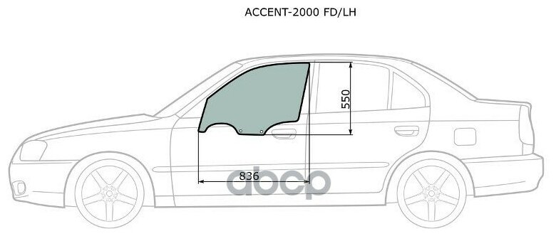 Стекло Переднее Левое Опускное Hyundai Accent (Сборка Россия) 4/5d 00-12 XYG арт. ACCENT-2000 FD/LH