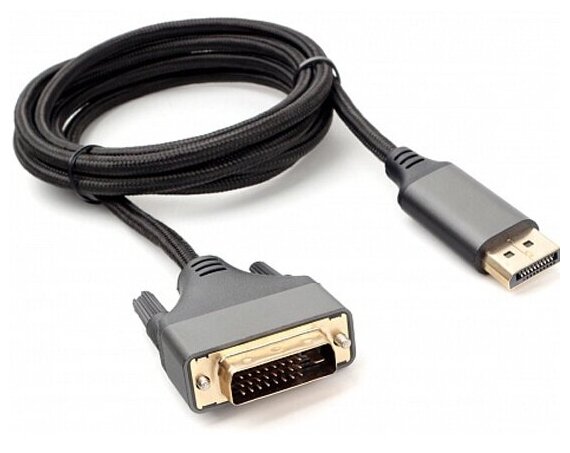 Кабель Cablexpert DisplayPort->DVI , 4K, 1.8м, 20M/25M, нейлоновая оплетка, метал. р