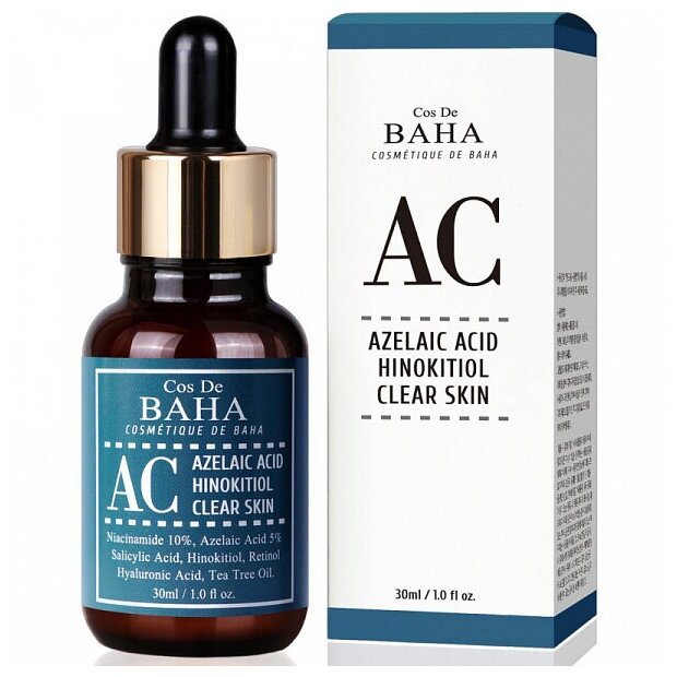 Интенсивная сыворотка для лица против акне Cos De BAHA\ AC Azelaic Acid Hinokitiol Clear Skin Serum 30ml