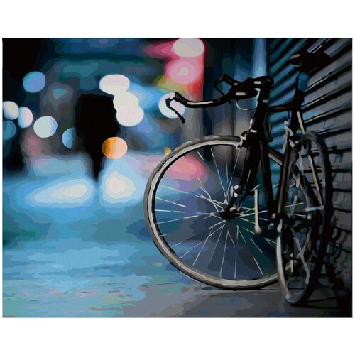 фото Картина по номерам артвентура «велосипед на улице» (холст на подрамнике, 40х50 см)