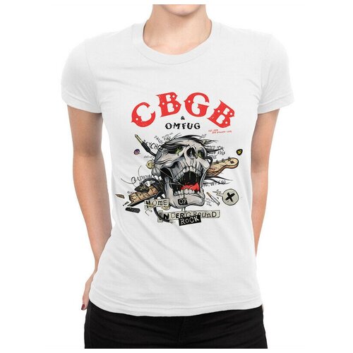 Футболка Design Heroes CBGB OMFUG - Рок Клуб Женская Белая L