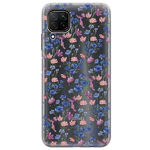 Ультратонкий силиконовый чехол-накладка для Huawei P40 Lite с 3D принтом Lovely Cornflowers ультратонкий силиконовый чехол накладка для huawei p40 с 3d принтом lovely cornflowers