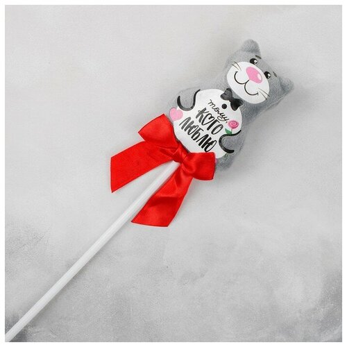 Мягкая игрушка на палочке «Тому, кого люблю», котик на палочке, 42 см. (1шт.)