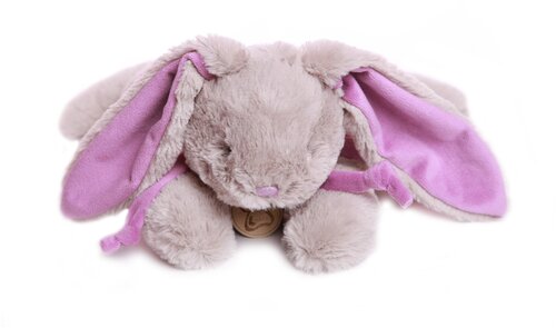 Мягкая игрушка Lapkin Кролик 30 см серый c фиолетовым шарфом