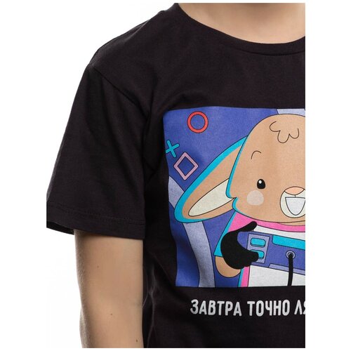 фото Детская футболка businessfox размер 122-128 черный 7-8 лет