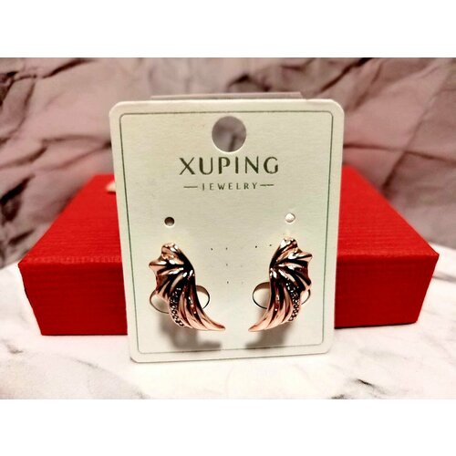 Серьги XUPING JEWELRY, фианит, размер/диаметр 20 мм, золотой, бесцветный