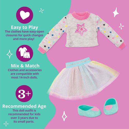 Комплект одежды для куклы 35 см Glitter Girls Яркая одежда; закрытая упаковка