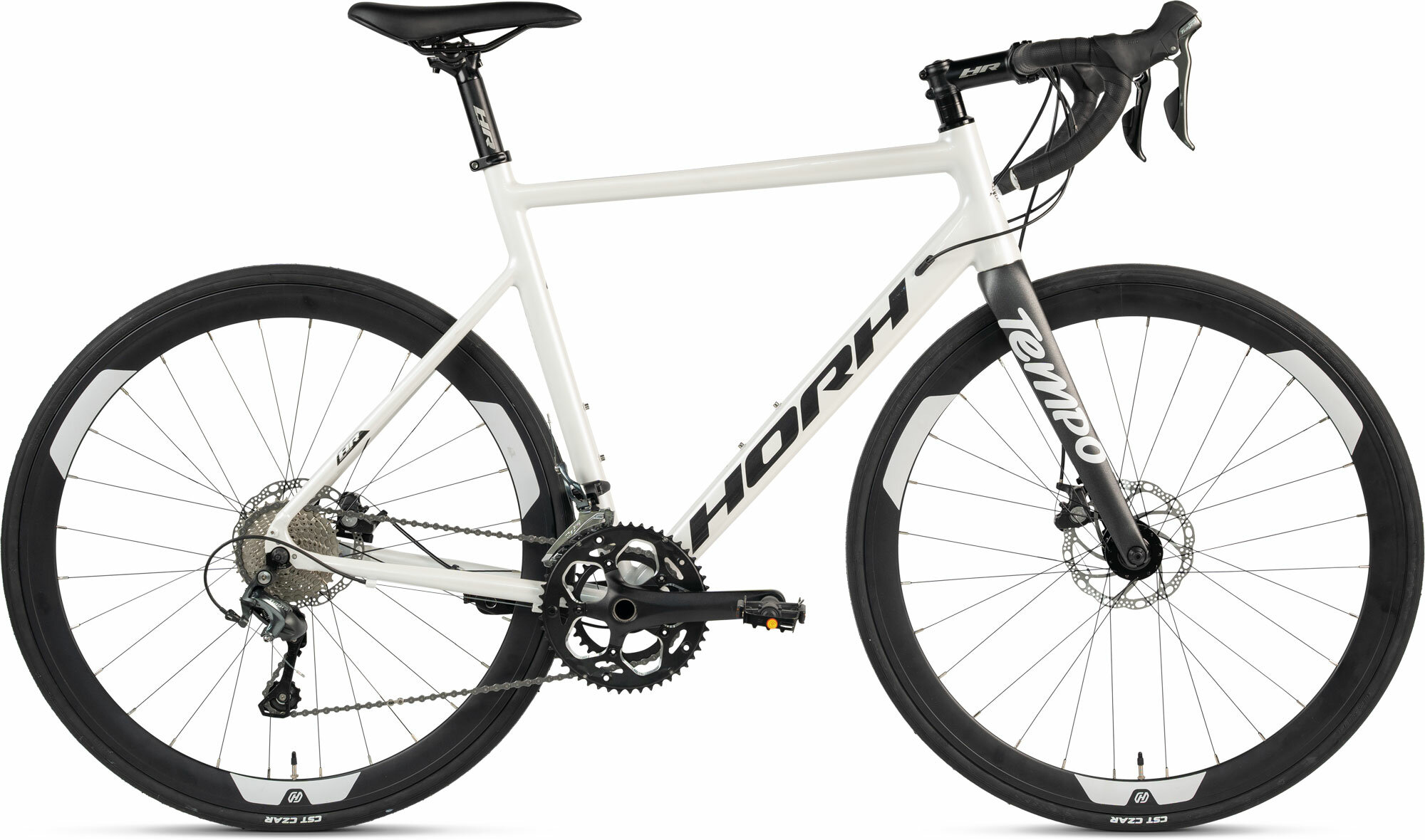 Велосипед Horh Tempo (2024), ригид, взрослый, мужской, алюминиевая рама, 20 скоростей, дисковые механические тормоза, цвет White-Black, белый/черный цвет, размер рамы 58 см, для роста 185-190 см