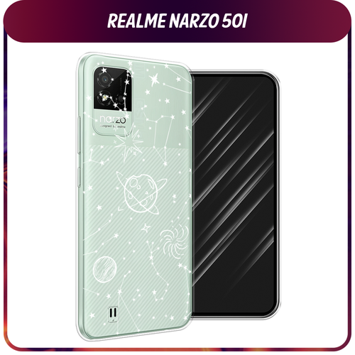 Силиконовый чехол на Realme Narzo 50i / Реалми Нарзо 50i Планеты в космосе, прозрачный силиконовый чехол на realme narzo 50i реалми нарзо 50i черный карбон