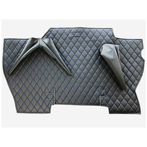 Коврик КПП УАЗ 452 Буханка 3 рычага декоративный черный ромб синяя нить 1900₽