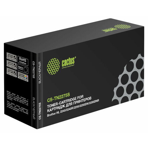 Картридж лазерный Cactus CS-TN2275S черный 2600 страниц совместимый для Brother HL-2240R HL-2240DR 618₽