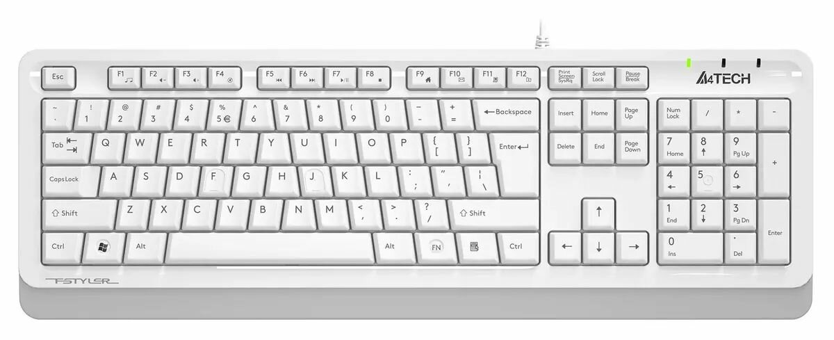 Клавиатура проводная A4Tech Fstyler FKS10, мембранная, USB, белый/серый (FKS10 WHITE)