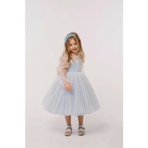 фото Платье valery little dress, размер 104-110, белый, голубой
