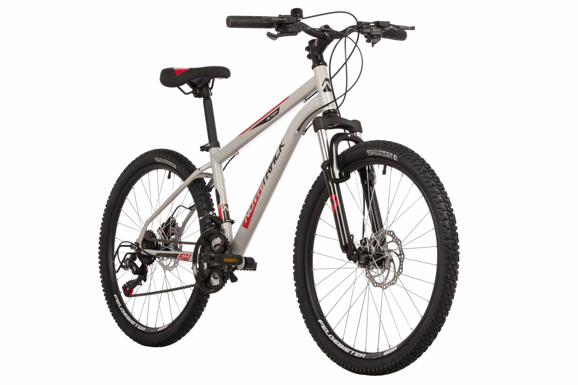 Велосипед NOVATRACK 24" ACTION сталь 14, серый, TZ500/TS-38/TZ500/SG-6S, D-brake