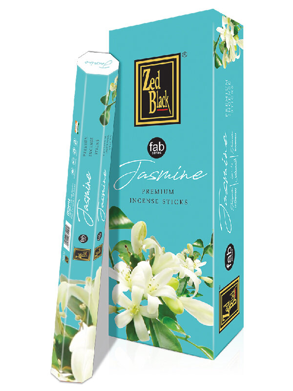 JASMINE fab series Premium Incense Sticks, Zed Black (жасмин премиум благовония палочки, Зед Блэк), уп. 20 палочек.