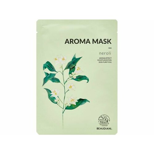 Тканевая маска для лица с эфирным маслом нероли BEAUDIANI AROMA MASK neroli тканевая маска для лица с эфирным маслом лаванды aroma mask lavender