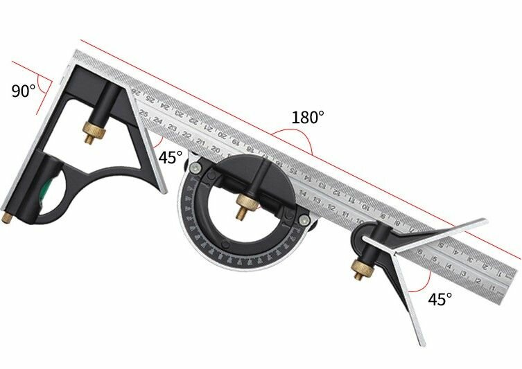 Линейка угольник комбинированный слесарный столярный с уровнем и угломером 300 мм