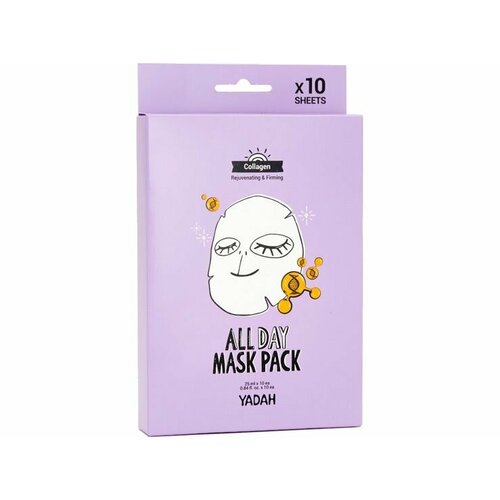 Маски на тканевой основе с коллагеном Yadah ALL DAY MASK PACK-COLLAGEN маски на тканевой основе с розовой водой yadah all day mask pack rose 10 шт