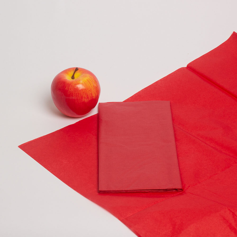 Бумага упаковочная тишью красная в листах 50 х 65см х 10шт - 1шт.