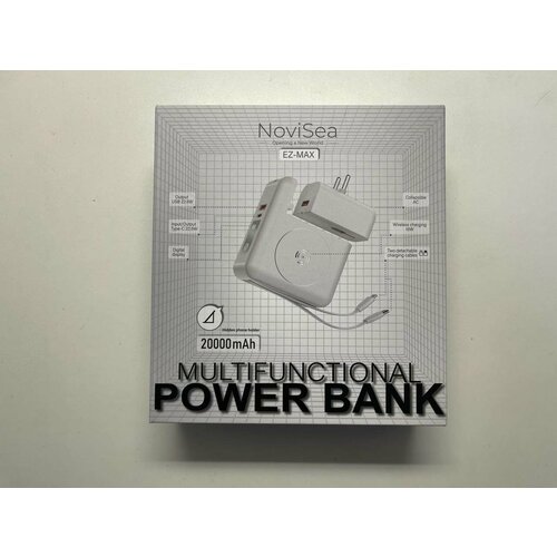 Повербанк многофункциональный Novisea EZ-MAX 20000 mAh проводнаябеспроводная зарядка USB Type-C Lightning 225w White 2600₽