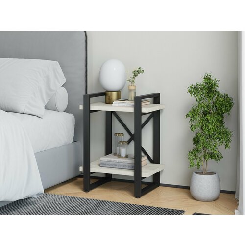 Тумба прикроватная Айсберг Лофт 40 черныйдуб крафт белый 4790₽