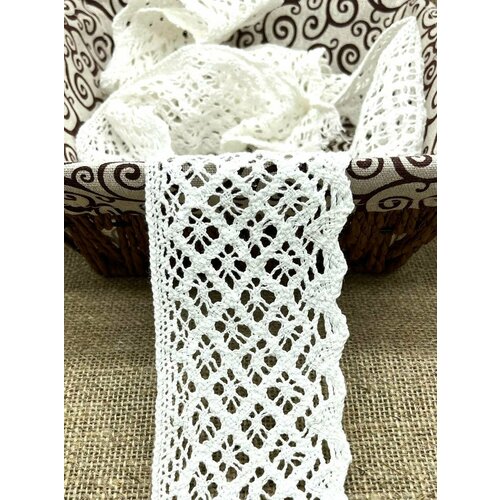 Кружево хлопок 75 мм хлопковое кружево для рукоделия цв белый 10 метров 949₽