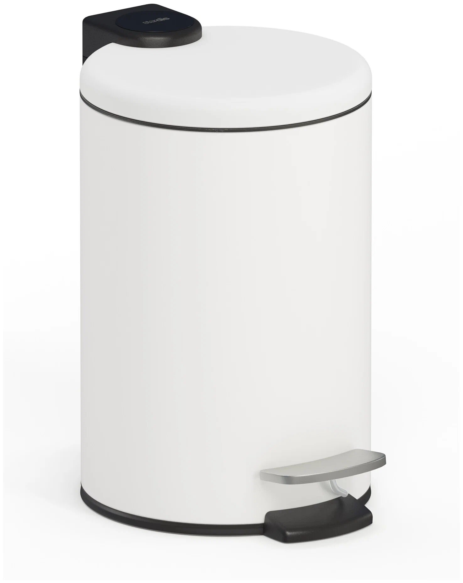 фото Ведро 3л. стальное c педалью и откидывающейся крышкой, белый матовый, Stardis