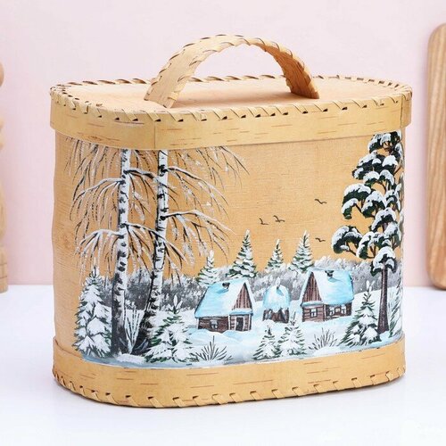 Хлебница Зима с росписью 241620 см микс береста 4449₽