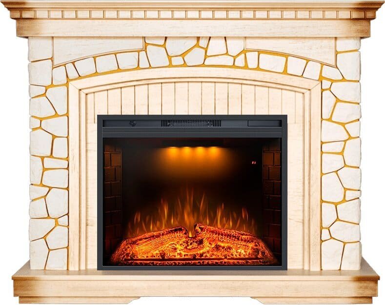 Камин Royal Flame Glasgow Слоновая кость с патиной с Emerald 28