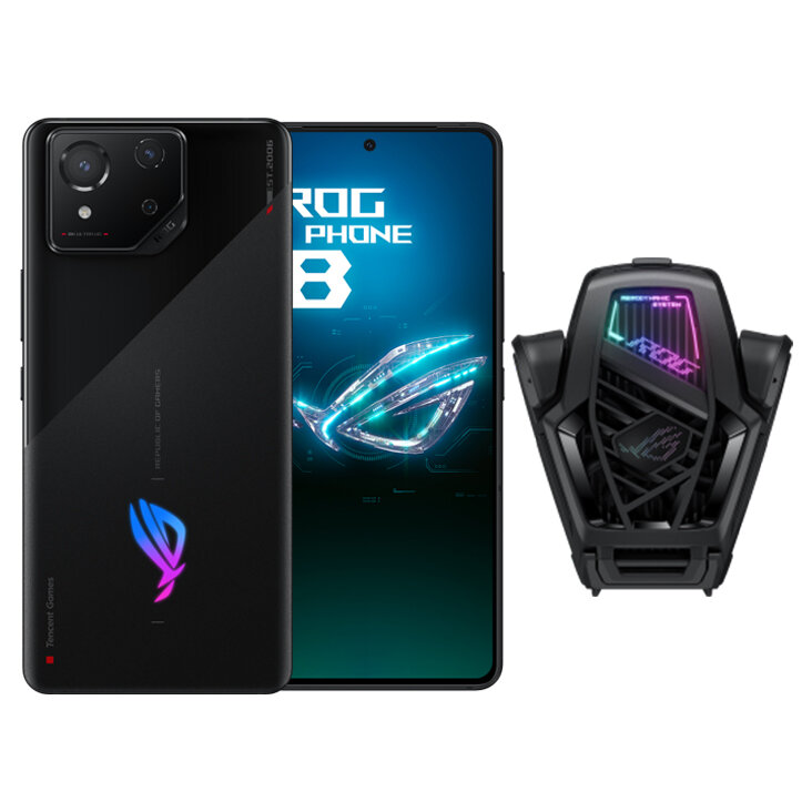 ASUS ROG Phone 8 12/256 Гб Phantom Black, CN версия Tencent, Dual nano SIM, Поддержка русского языка и сервисов Google + Кулер для телефона ROG X