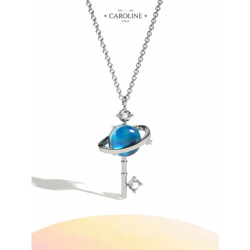 фото Колье caroline jewelry, лунный камень, длина 45 см, серебряный