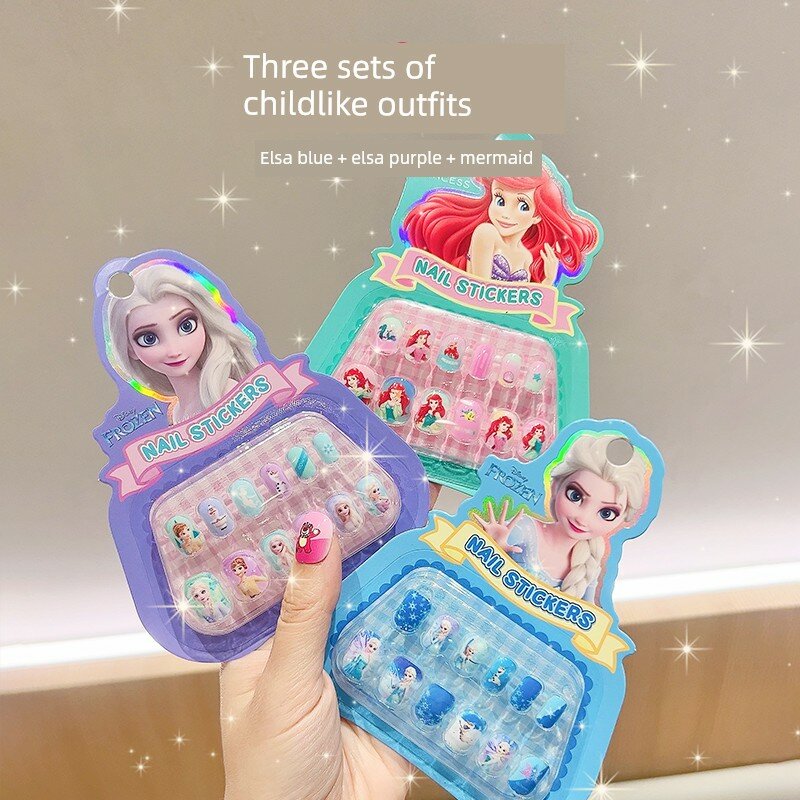 Disney Elsa Princess Детские Наклейки на ногти для девочек - 3 комплекта (Стиль B) Нетоксичные