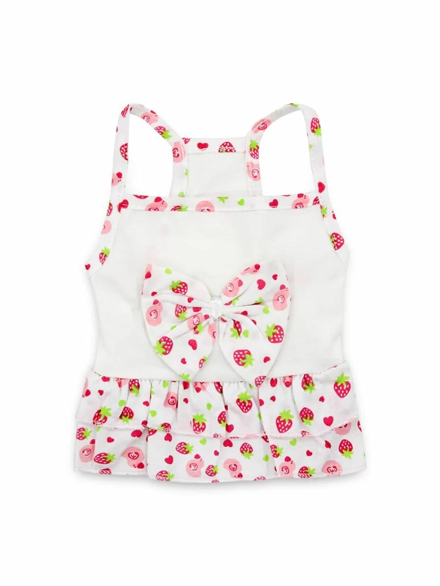 Платье для кошек и собак белое Клубника разм XS (17)